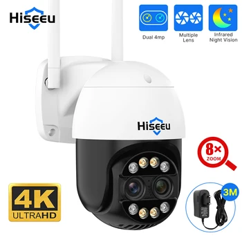Hiseeu 4K 8MP Wifi PTZ Dual lens Camera Two-way voice AI Tracking Video Wireless Ip Surveillance Security Cameras 1