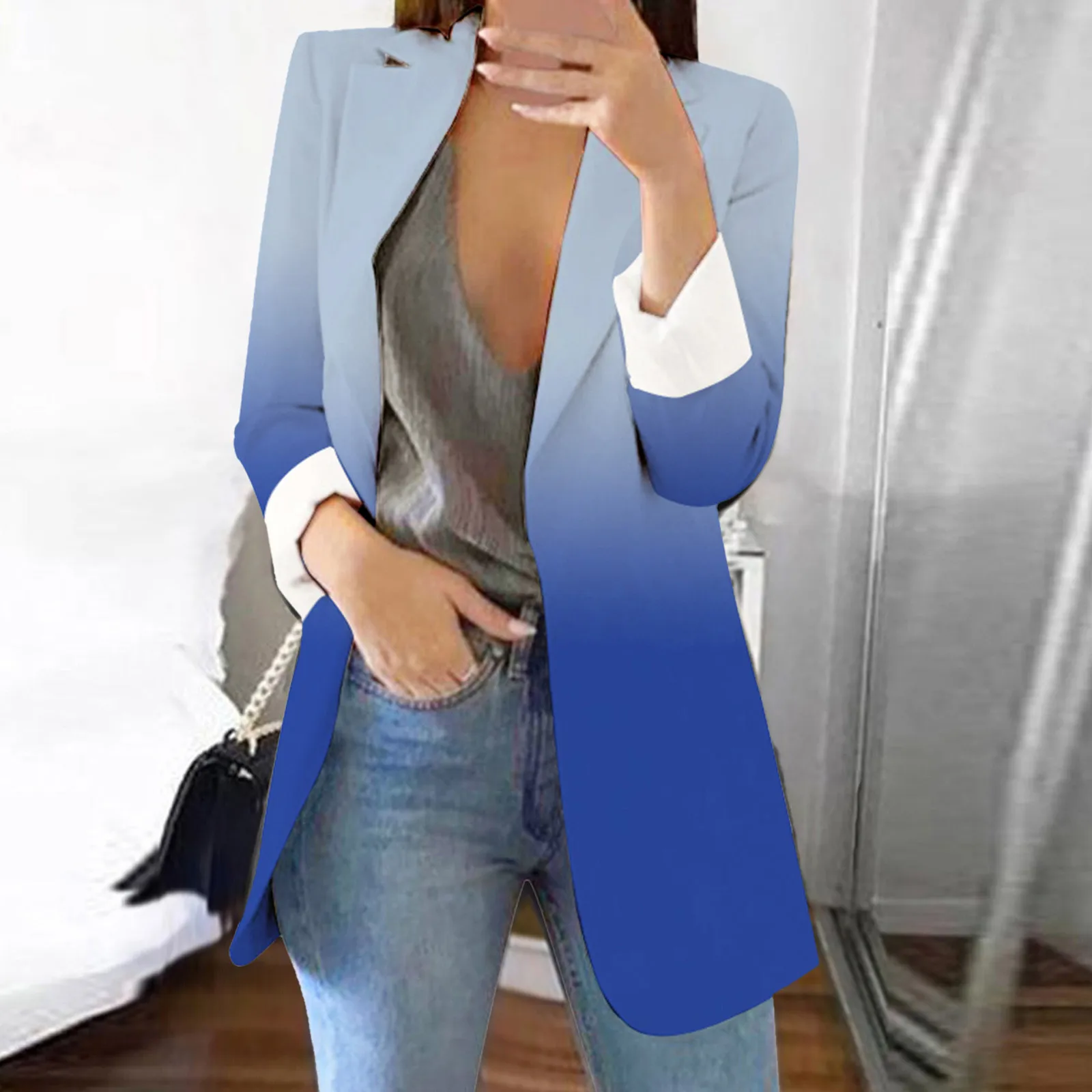 Women's Printed Cardigan Formal Suit Long Sleeve Lapels Business Office Jacket Coat elegant korean popular new outerwears