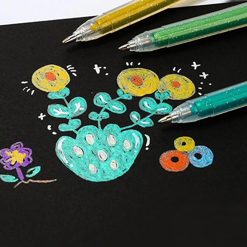 Glitter Pens 12pcs Colored Glitter Gel Pens Portable Glitter
