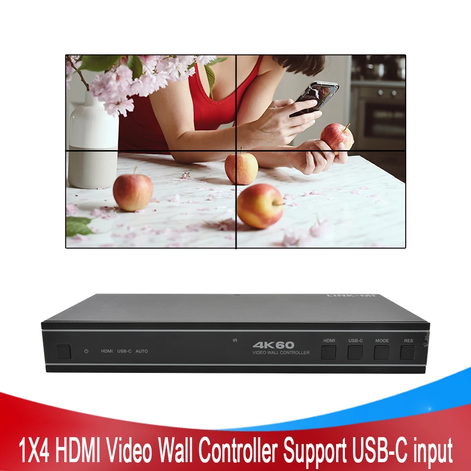 1X4 1X3 1X2 4K настенный видеоконтроллер 4 канала HDMI TV настенный процессор 2x2