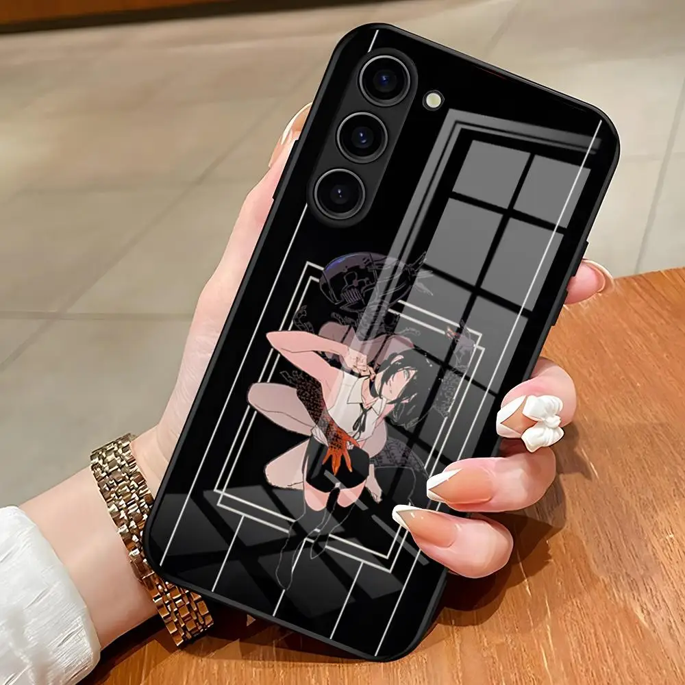 Chic Chainsaw Man Reze Design Glass Phone Case
