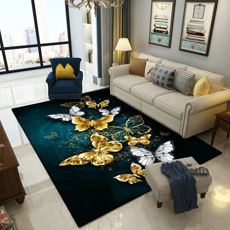 Plush Rug Decorative Carpet Plush Carpet Home Fashion Modern European Retro Rugs Dream Color Butterfly Living Room Bedroom Kitchen Carpet Floor Mat