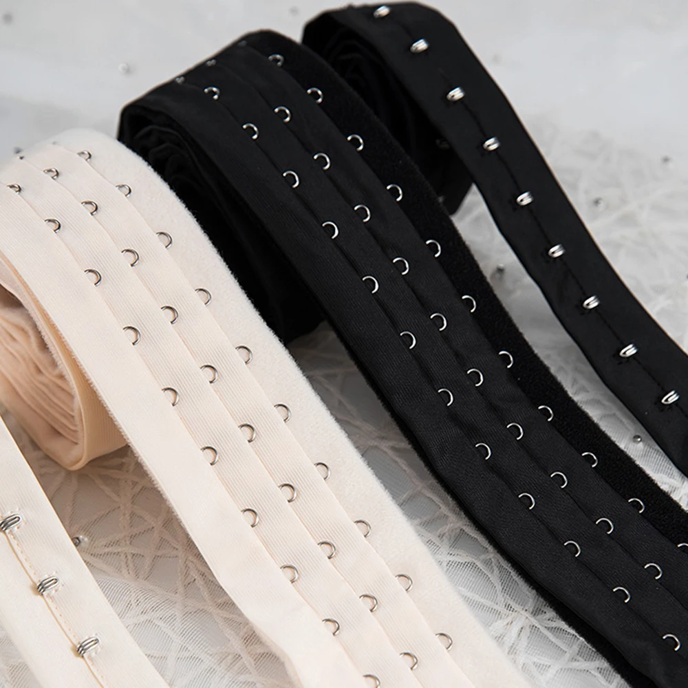 1m 브래지어 익스텐더 3 행 속옷 클립 셰이퍼 후크 & 테이프 백 버클 코르셋 허리 익스텐더 DIY 봉제 의류 액세서리