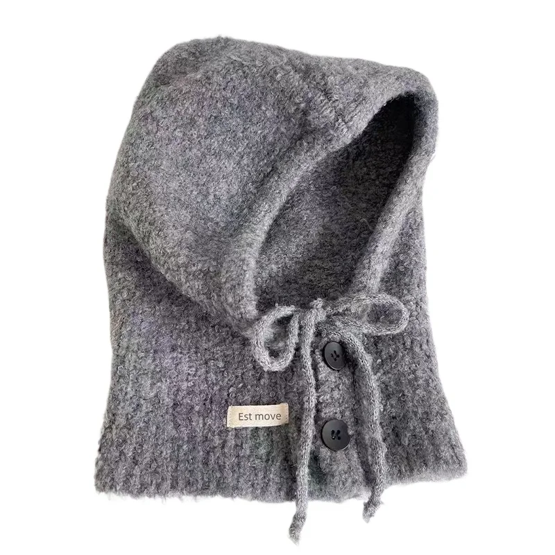 Women's 2-in-1 Hat Faux Mink Knitted Beanie with Ear Warmers, Winter Neck Warmer Hooded Neck Gaiter for Cold-Weather Stylish