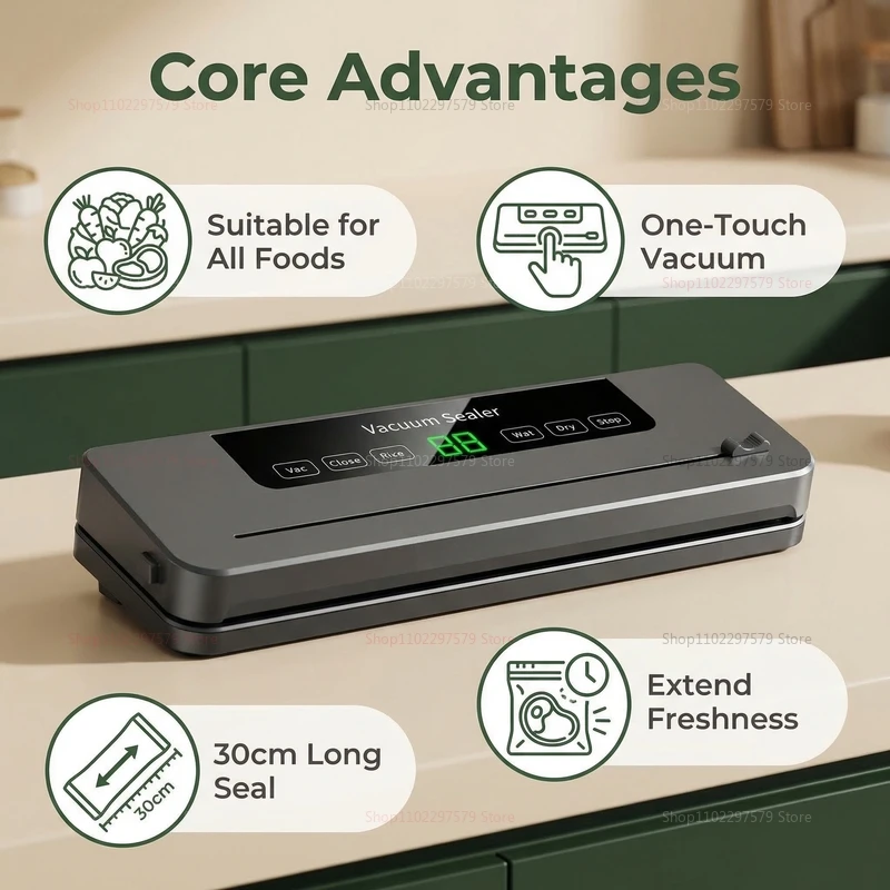 Vacuum Sealer Machine for Dry and Wet Food Food Storage Sealing with Built-in Cutter UV Kitchen Food Vacuum Packaging Machine 2