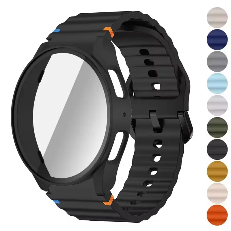 All-in-One Silicone Strap and Protective Case with Screen Protector for Samsung Watch - 2024 Edition
