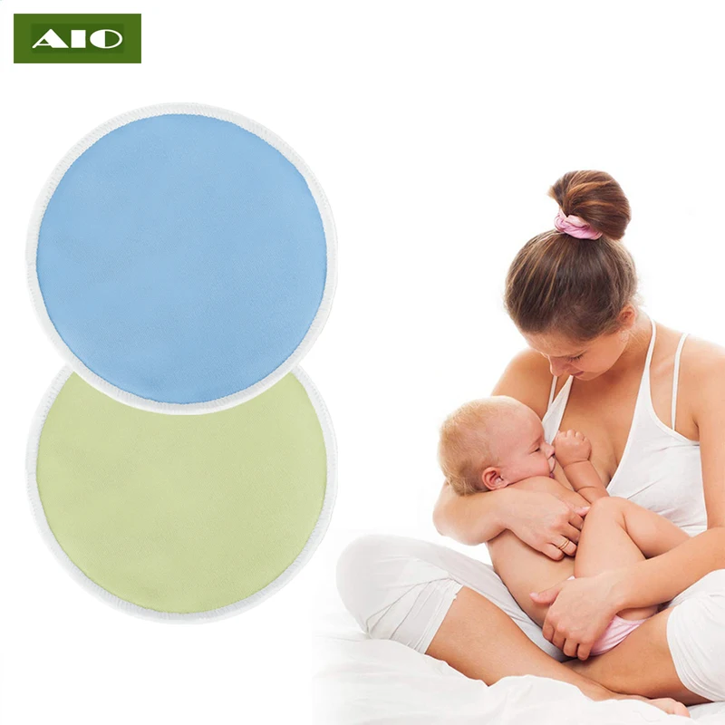 AIO 1Pair Bamboo Washable Nursing Pads Reusable Soft Nipple Cover Mom Breast Feeding Anti-overflow Maternity Care Bra Pad