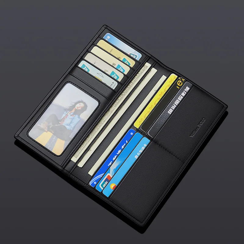 Men new Wallet Practical gift Men's long wallet Leather horizontal top layer cowhide leather wallet card bag 4