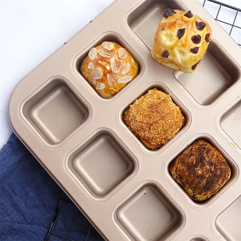 12 Cups Cake Mold Square Mini Bread Burger Muffin Non-Stick Cupcake Mold For Household Baking Pan Oven Trays Cake Tools cake mold cake making tools cake baking tools