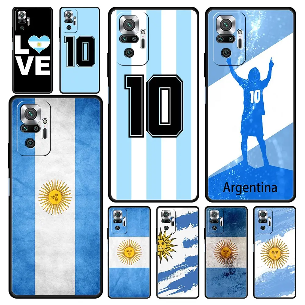 Фото Чехол для телефона с флагом Аргентины Soccer 10 для Xiaomi Redmi Note 13 12 11 10 Pro 9S 9 8 7 9T 8T 9C 9A 8A 11T 5G 10S K50 игровой чехол №1
