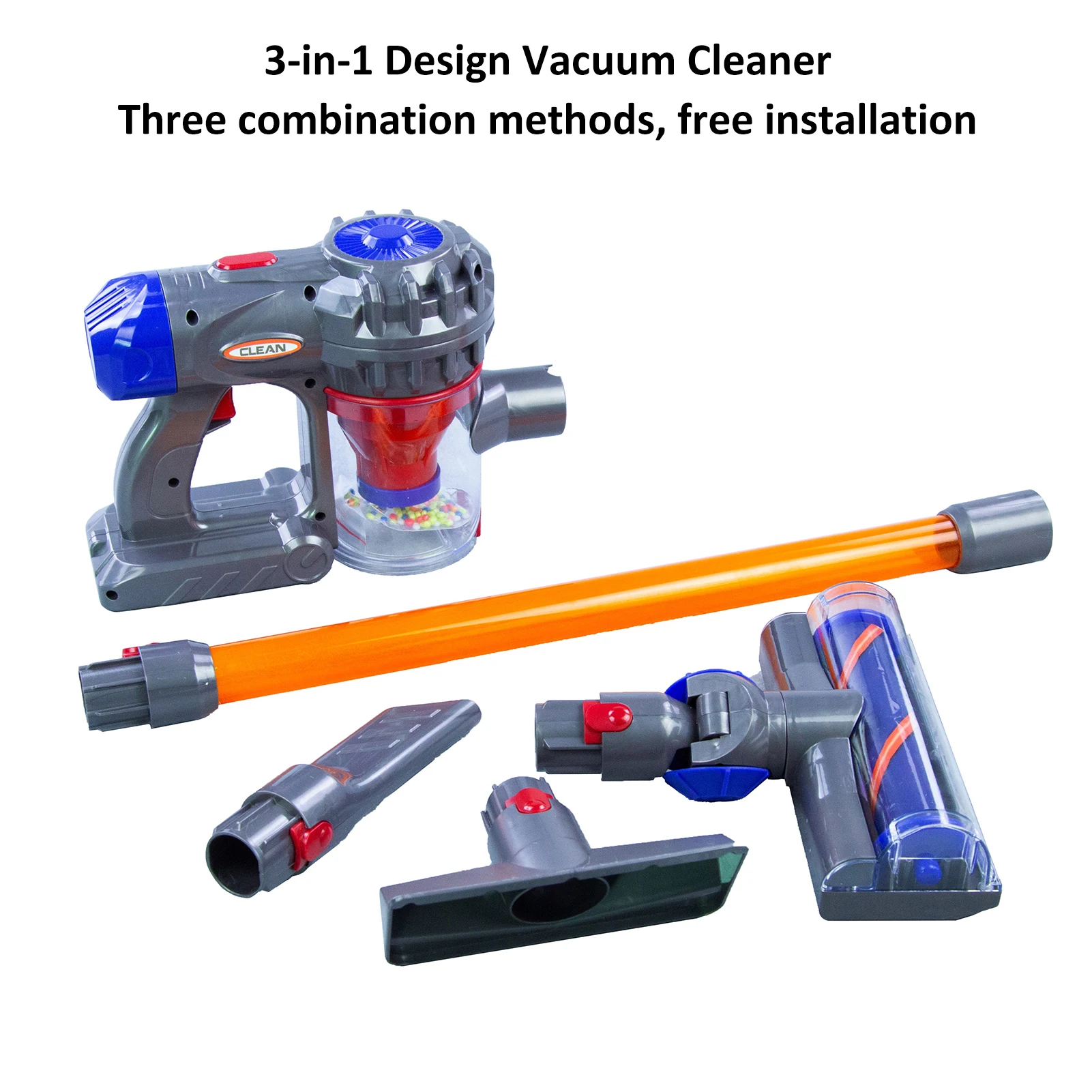 Toy Vacuum 3 In-1 Kids Vacuum Cleaner Set That Really Works Cordless Interactive Toy for Children