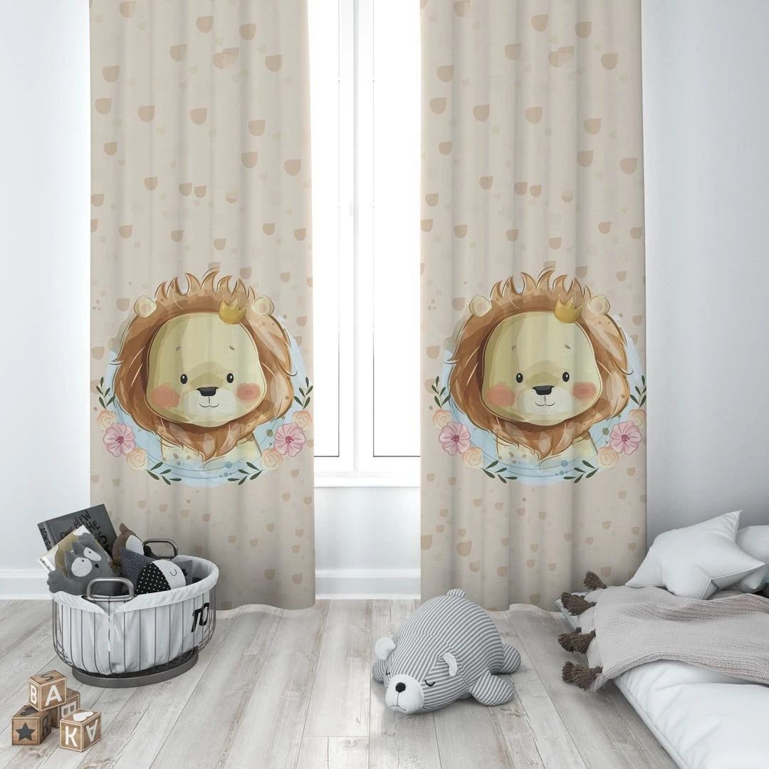 Cortina opaca con estampado Floral para habitación de bebé, cortina opaca con diseño especial del Rey León para habitación de - AliExpress