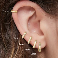 Mariasz Minimalist 5-9mm 316L Stainless Steel Hoop Earrings Crystal Zirconia Small Helix Tragus Gold Color Jewelry for Women 1