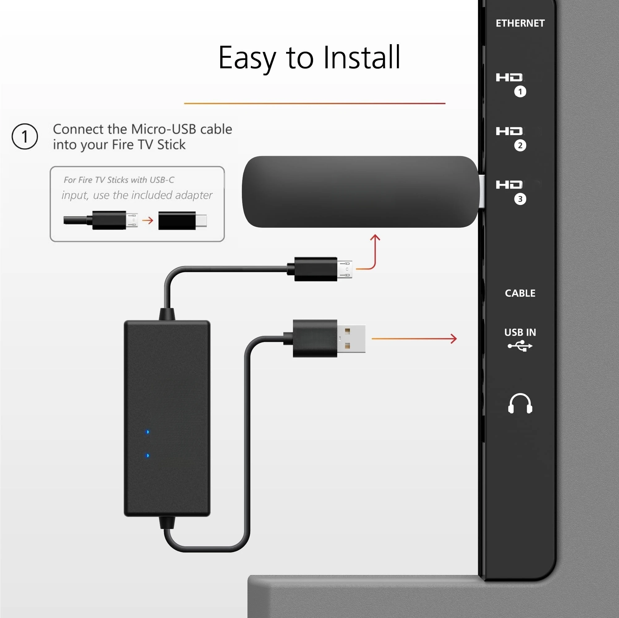 محول طاقة USB Fire TV Stick