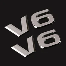 

2pcs Car Chrome Metal V6 Emblem Badge 3D Decal Trunk Auto Motor Stickers Car Styling for Ford Fiesta Kuga Ranger Chevrolet