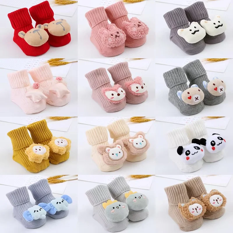 

Newborn Baby Socks Cotton Soft Infant Baby Cartoon Animal 3D Doll Socks for Boys Girls Infant Toddler Floor Socks 0-3Y