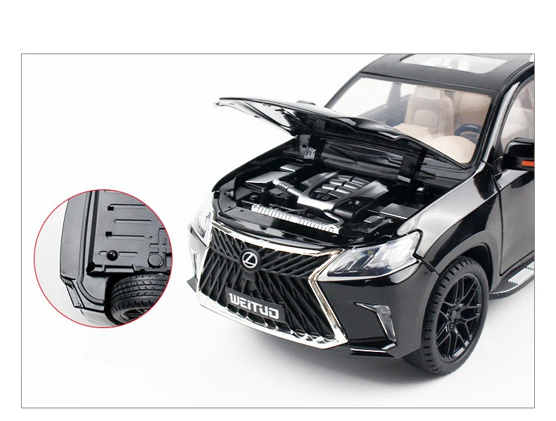 High Simitation 1:18 Lexus Lx570 Off-Road Suv Alloy Car Model Diecast Pull Back Car Red &Amp; Silver Color