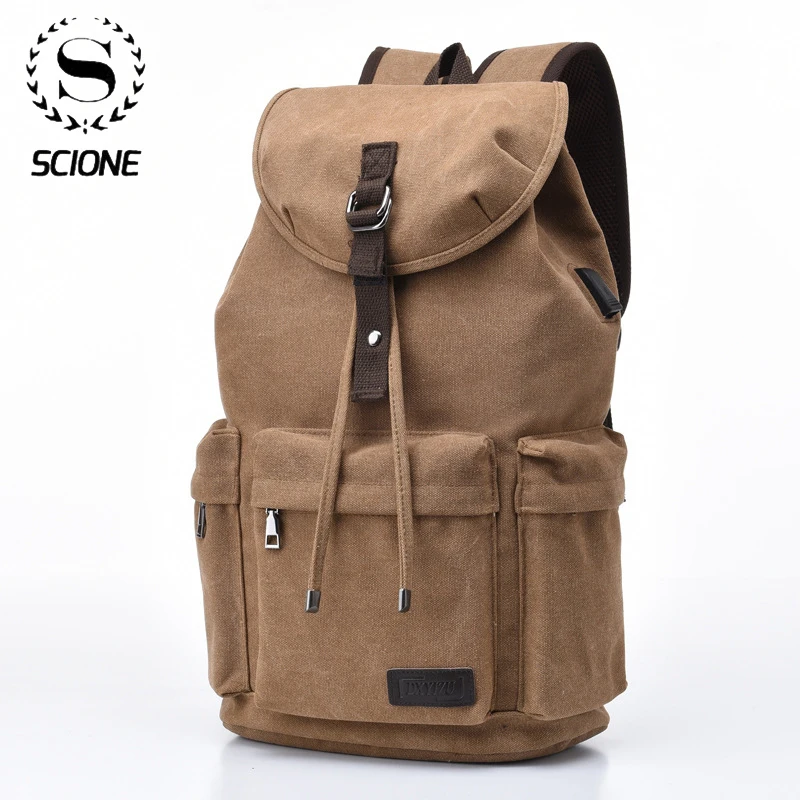 

Scione Large Capacity Travel Backpack Student SchoolBag Men Fashion Casual Simple Canvas Bookbag Computer Bag K419