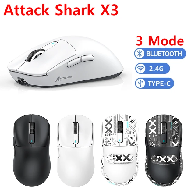 Attack Shark X3 Wireless Gaming Mouse 2.4GHz BT5.2 TYPE-C 3 Modes  Bluetooth-compatible Mice 6 Gears 26000DPI Macro Gaming Mouse - AliExpress