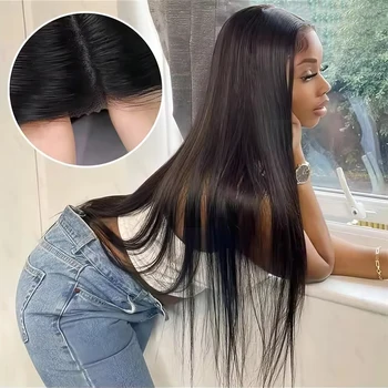 Glueless Wigs Human Hair Ready To Wear Bone Straight Human Hair Wigs 30 Inch Pre Cut 4X4 5X5 Hd Lace Closure Wig Brazilian Hair 1