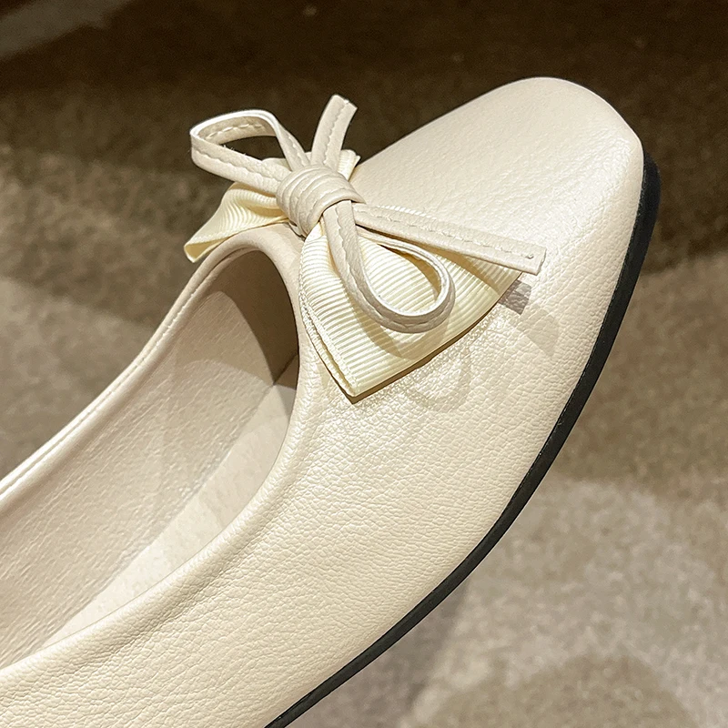 Aphixta 2024 Women Flats Shallow Loafers Bow Soft Walking Designer Shoes Comfort Retro Female Zapatillas Women's Flat Shoes