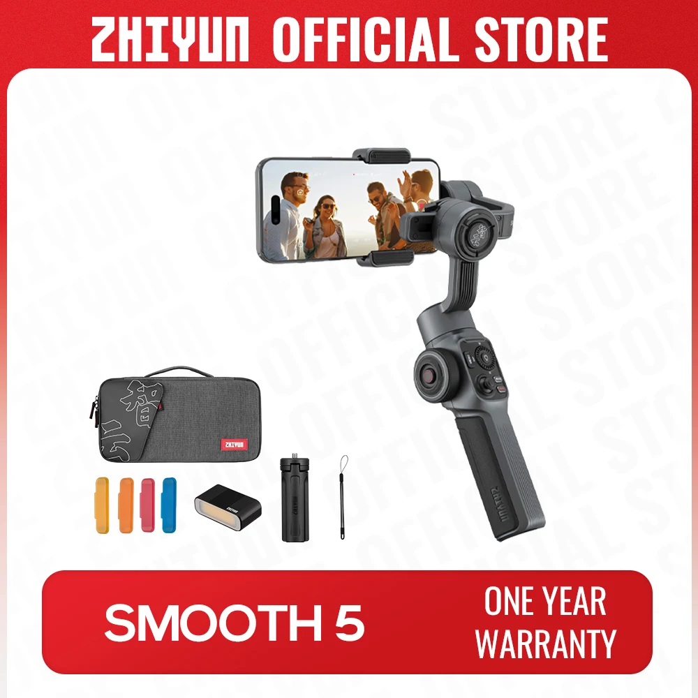 

ZHIYUN Official Smooth 5 Gimbal Phone Handheld Stabilizer 3-Axis Portable Smartphone for iPhone 14 Pro Max/Huawei/Xiaomi