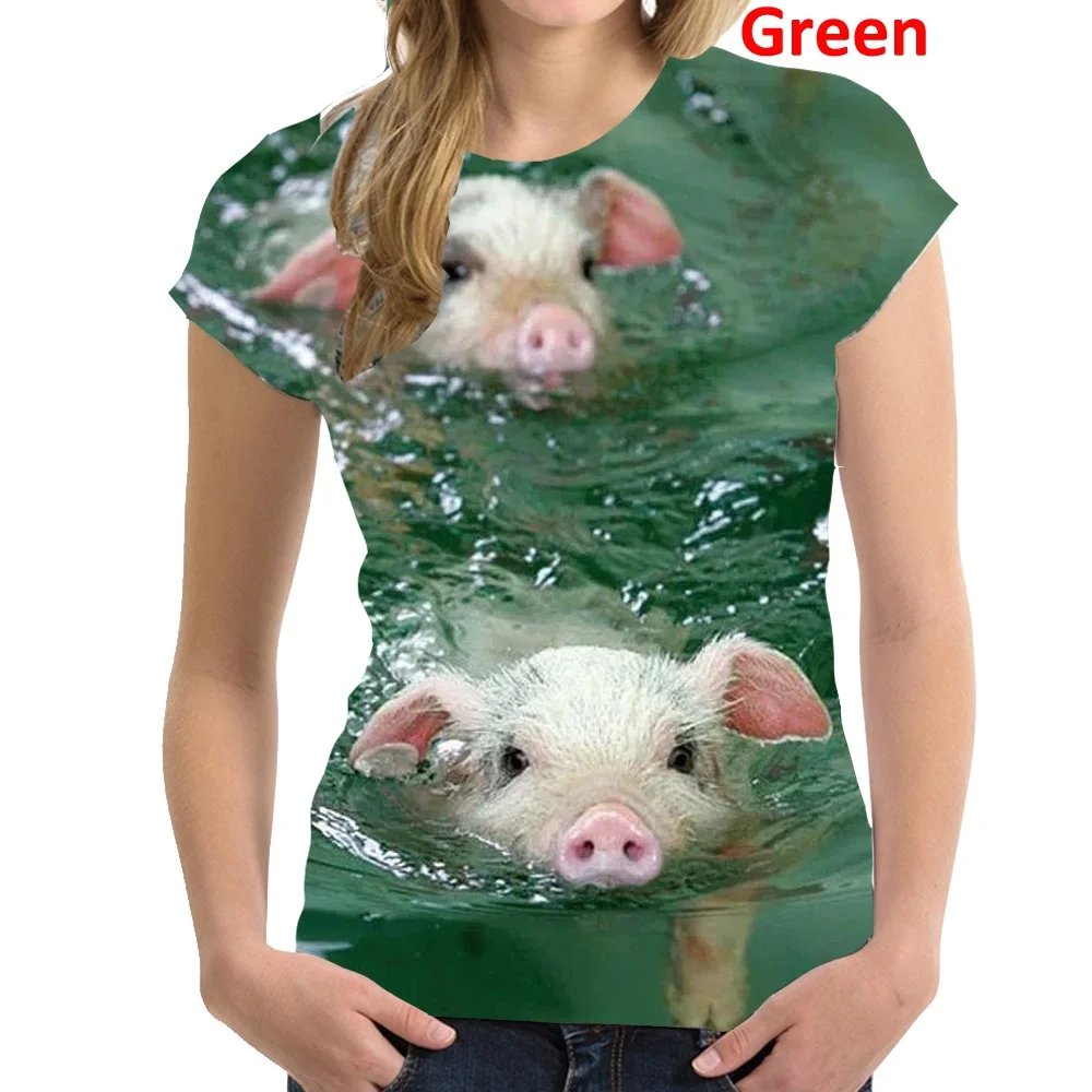 

New Arrive Popular Novelty Animal Pig Tshirt Women 3D Print T-shirt Harajuku Style T Shirt Summer Casual Tops