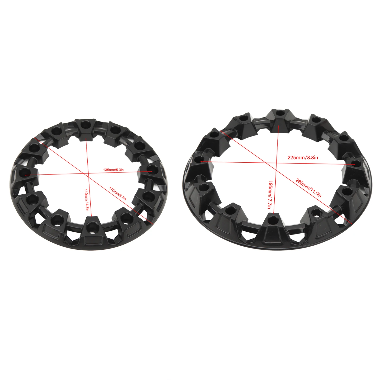 Decorative Side Covers for 6-Inch/10-Inch Tire Wheels, 4Pcs Wheel Hub Trim Cover Hubcaps Tire Protection Rim Cap Universal
