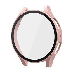 Premium Tempered Glass Protective Case for Samsung Galaxy Watch 6 - Bumper Cover with Screen Guard (Rose Gold)
