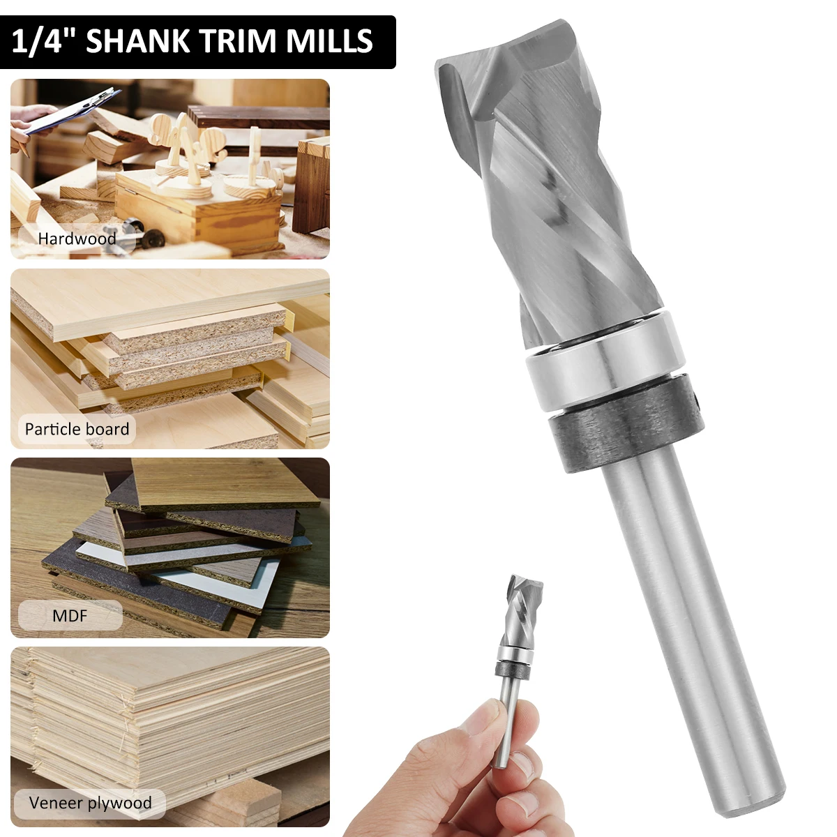 

Flush Trim Router Bit Metal Top Bearing Compression Up Down Spiral Router Bit Carbide Woodworking Milling Tool Professional