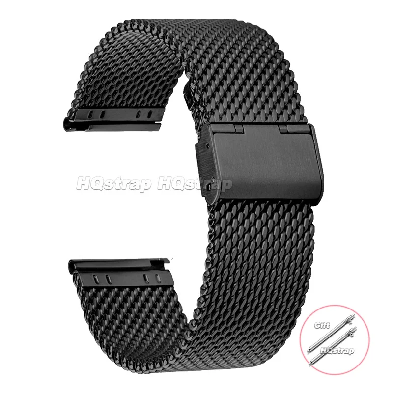 Stainless Steel Mesh Milanese Watchband - Quick Release Bracelet in Silver, Gold, and Black