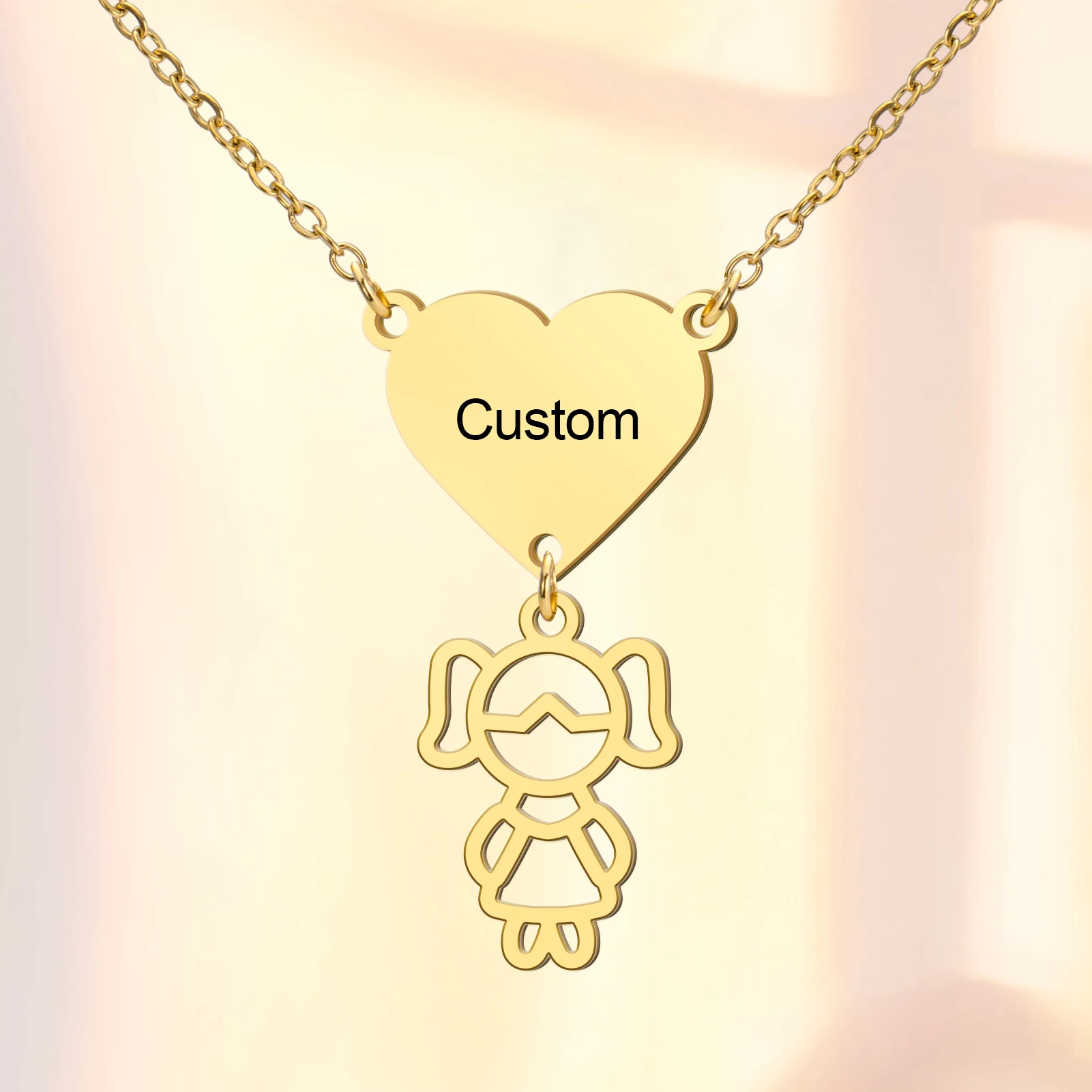 COOLTIME Süße Mädchen Junge individuelle Namenskette Edelstahl Mode personalisierte Paar Anhänger Halskette Schmuck Geschenk – Detail 10