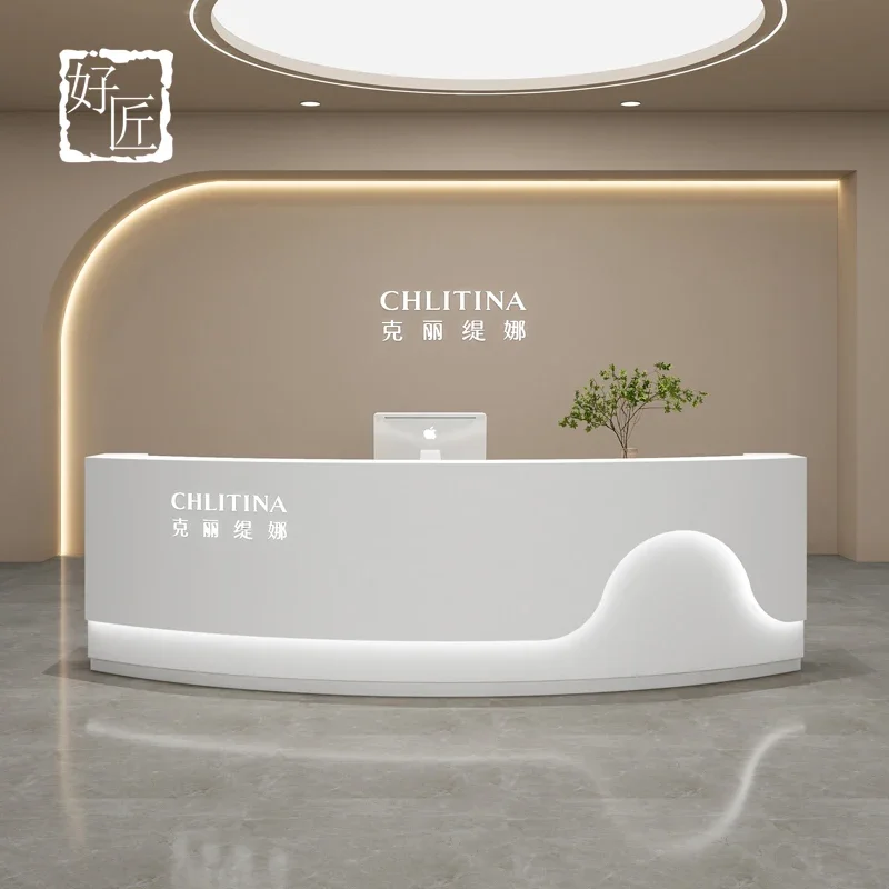 Simple Camber Reception Desks Modern White Originality Counter Storage Church Pulpito Salon Furniture Guichet D'accueil FYRD