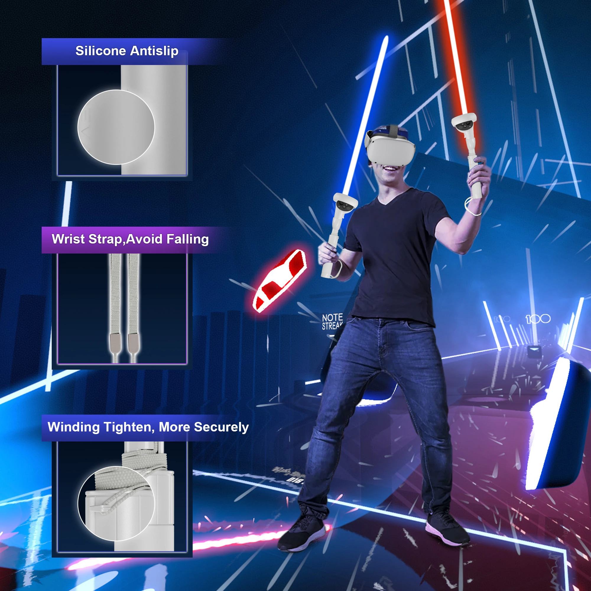 DEVASO VR Glasses Golf Game Extender Beat Saber For Oculus Quest 2 Golf Club VR Game Accessories Accessories