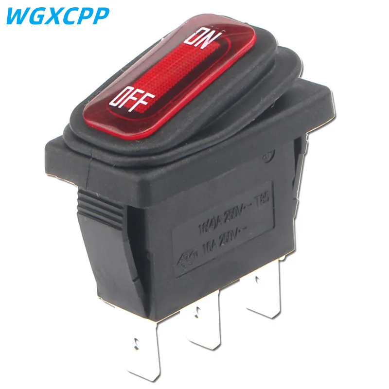 KCD3  Ship Type  3pin ON/OFF 15A 250V / 20A 125V AC,Light Waterproof Power Switch High Current Rocker With LED Button Switch