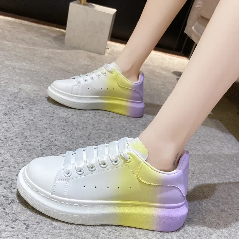 High Quality Leather Women Platform Sneakers Autumn Spring Fashion Sports Breathable White Shoes Women's Vulcanized Shoes