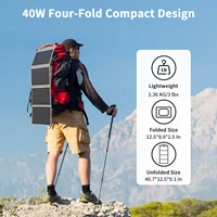 MHPOWOS Chargeur de panneau solaire portable 40 W avec triple sortie (USB-C/USB-A/DC), haute efficacité 23 % pour banque d'alimentation de téléphone de camping 2