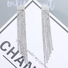  Fashion Brand Design Spicy Europe Advanced Sense Earring Rhinestone Pentagram Star Chain Tassel Earrings Hyperbole Long Pendient 