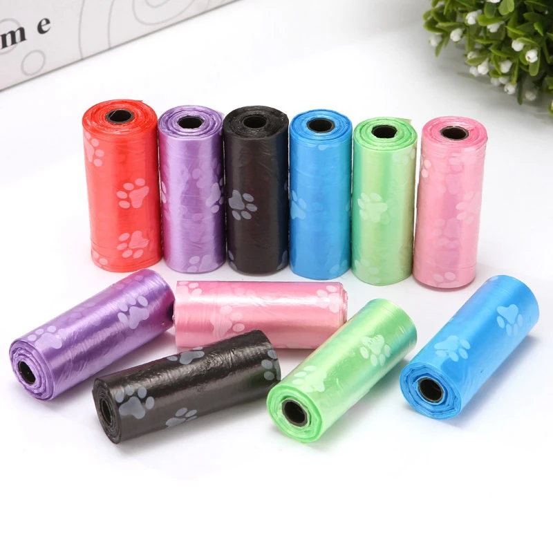 15bag/Roll Dog Cat Poop Bag Collector Pet Pick Up Degradable Garbage Bag Convenient Clean Waste Trash Outdoor Pet Supplies