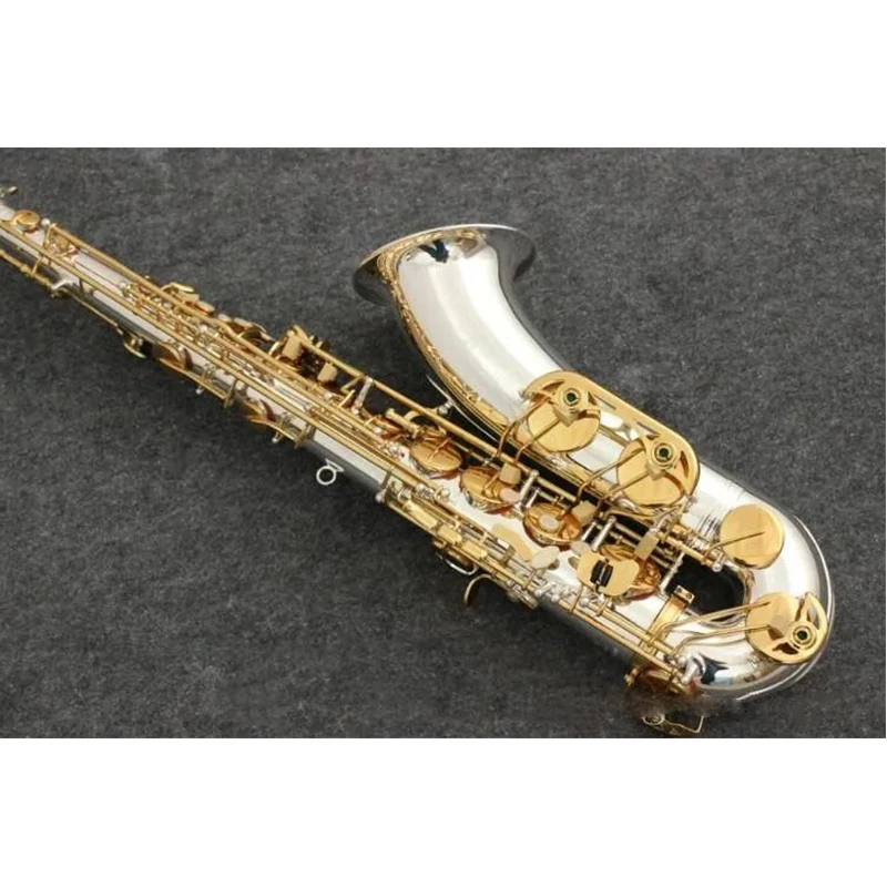 

New Tenor B Flat Tenor saxophone silvering Gold key music Instrument Saxophone Professional level Free shipping