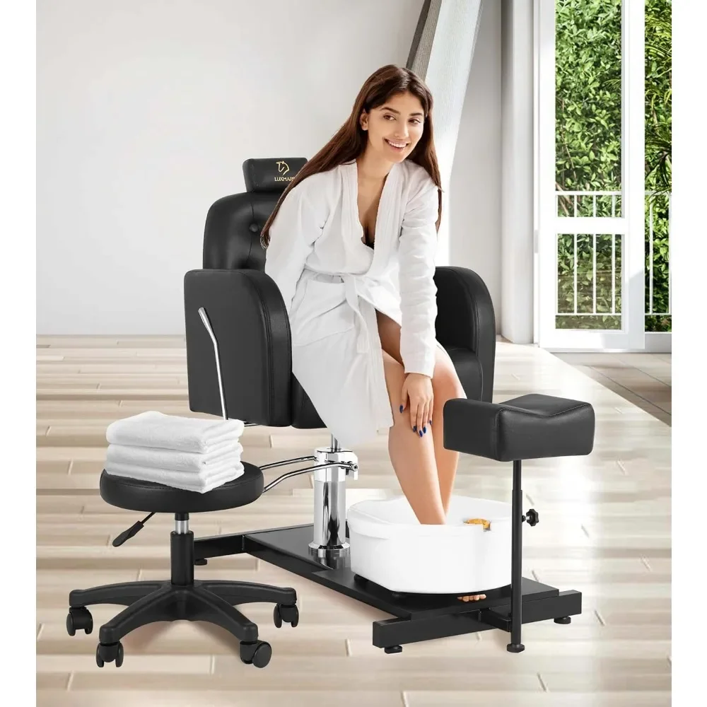 Pedicure Chairs with Foot Massage Basin Stool, Hydraulically Adjustable, 360&deg; Rotating Beauty Spa Salon Pedicure Chairs