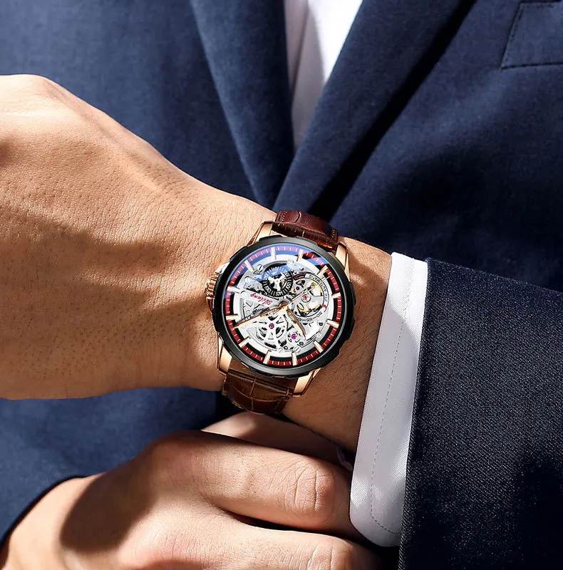 AILANG Men's Fashion Hollow Mechanical Watch High Quality Leather Waterproof Fully Automatic Tourbillon Watches Men's Clock_voghion.com