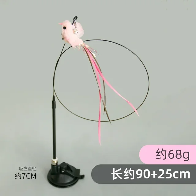 Interactive Cat Toy Handfree Cat Stick Playing Kitten Playing Teaser Wand Toy Suction Cup Bird/Feather Cat Wand Pet Supplies 6