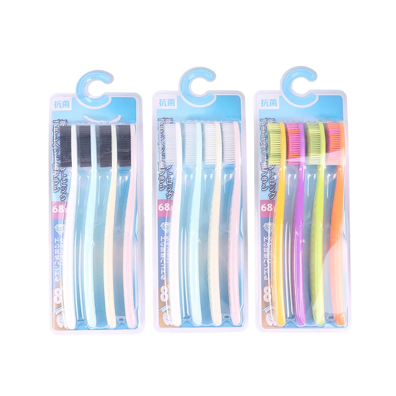 4Pcs 소프트 롱 헤드 성인 빅 헤드 칫솔 일본어와 한국어 편안한 치아 슈퍼 소프트 구강 청소 브러쉬