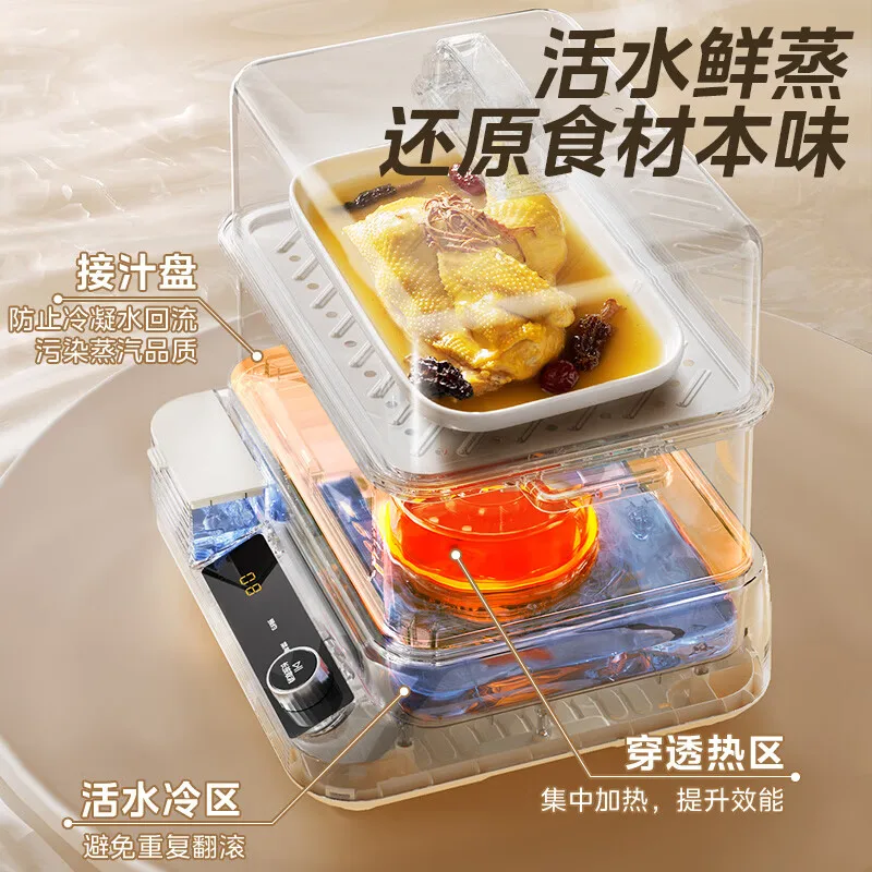 Midea ZGC3223J53 Electric Food Steamer -22.5L Transparent Multi-functional Pot External Water Adding Reservation Insulation 220V
