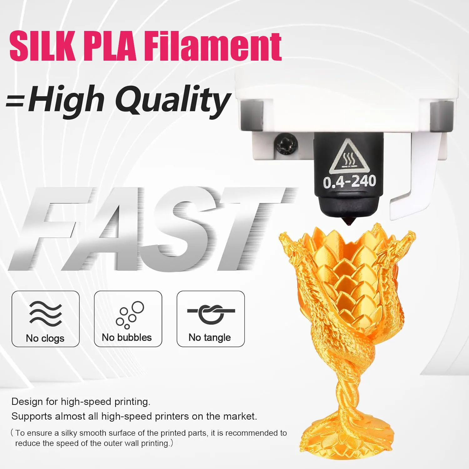 1.75mm 실크 PLA 필라멘트 번들 4가지 색상 (골드, 실버, 브론즈, 레드, 코퍼) 메탈릭 3D 프린팅 필라멘트 세트 (3D 프린터용)