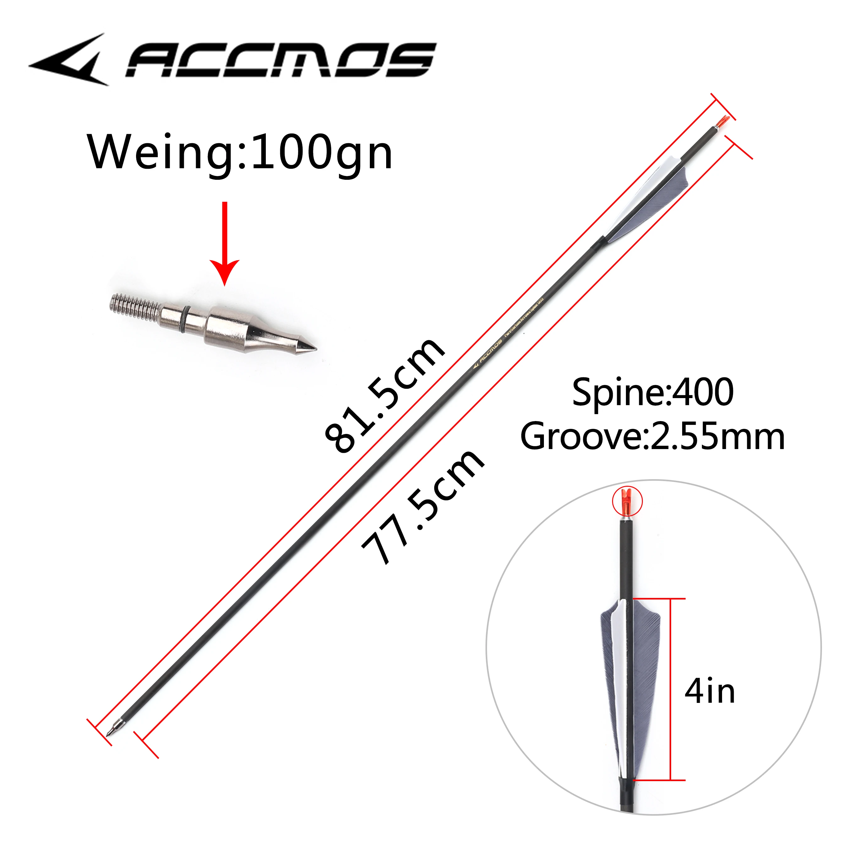 Pure Carbon Arrow ID6.2mm Spine 300 400 500 600 700 800 6/12p For Compound/Recurve Bow Shooting Archery Hunting