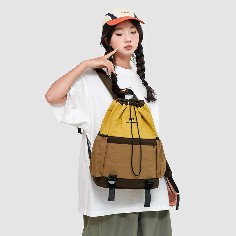 Color Block Drawstring Backpack Lightweight New Large Capacity Sports Outdoor Badminton Bag
