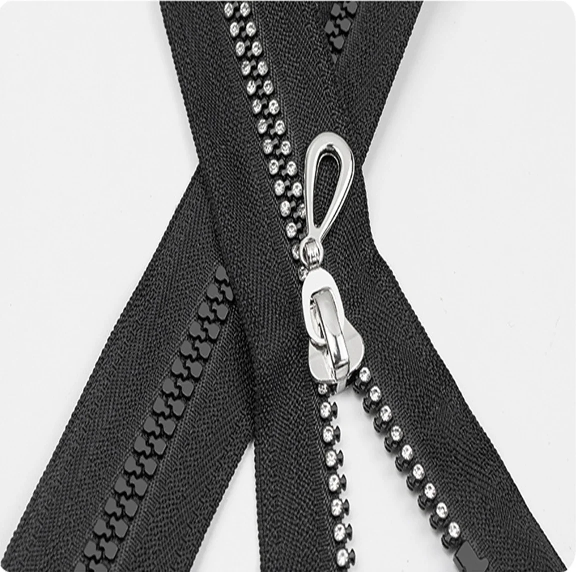 다이아몬드 오픈 자동 잠금 싱글 엔드 의류 장식 송진 지퍼, AB 컬러 다이아몬드 세트, 5 , 50cm
