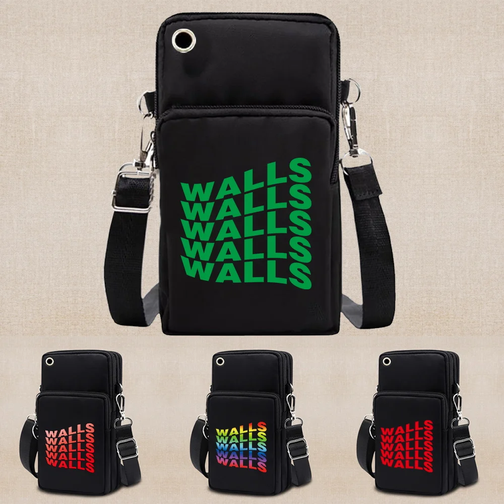 Fashion Crossbody Bags Women Mini Shoulder Messenger Bag for Girls Black Walls Print Ladies Phone Purse Zipper Portable Handbag